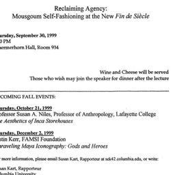 Announcements, 1999-09-30. ...