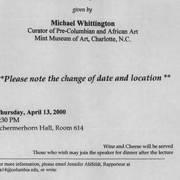 Announcements, 2000-04-13. ...