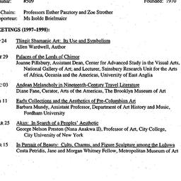 Schedules, The Art of Afric...