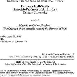 Announcements, 1999-04-29. ...