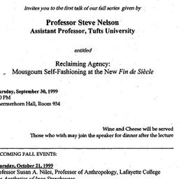 Announcements, 1998-09-30. ...