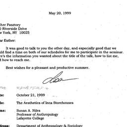 Correspondence, 1999-05-20....