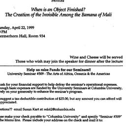 Announcements, 1999-04-22. ...