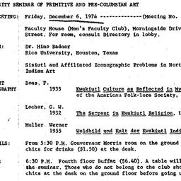 Announcements, 1974-12-06. ...