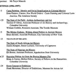 Schedules, The Art of Afric...