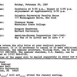 Announcements, 1981-02-20. ...