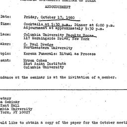 Announcements, 1980-10-17. ...