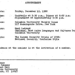 Announcements, 1980-12-12. ...