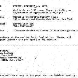 Announcements, 1982-11-19. ...