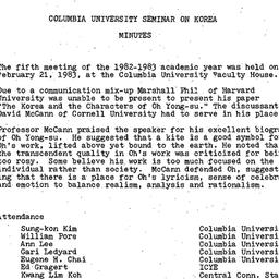 Minutes, 1983-02-21. Korea,...