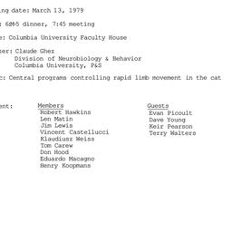 Minutes, 1979-03-13. Neurob...