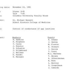 Minutes, 1981-11-10. Neurob...