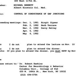 Announcements, 1981-11-10. ...