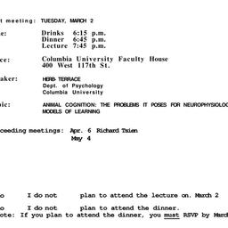 Announcements, 1982-03-02. ...