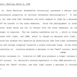 Minutes, 1984-03-06. Neurob...
