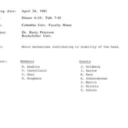 Minutes, 1981-04-28. Neurob...