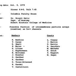 Minutes, 1979-10-09. Neurob...