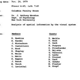 Minutes, 1979-11-20. Neurob...