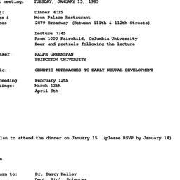 Announcements, 1985-01-15. ...