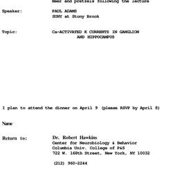 Announcements, 1985-04-09. ...