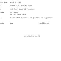 Minutes, 1985-04-09. Neurob...