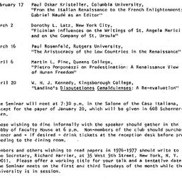 Schedules, The Renaissance,...