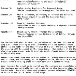 Schedules, The Renaissance,...