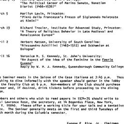 Schedules, The Renaissance,...