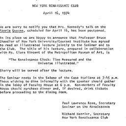 Announcements, 1974-04-16. ...