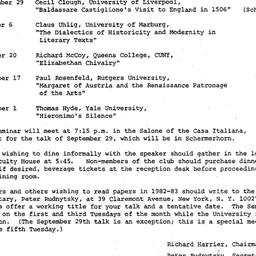 Schedules, The Renaissance,...