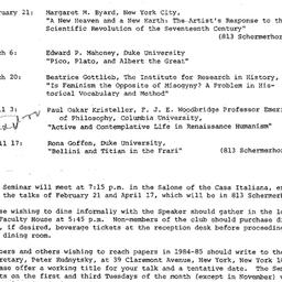 Schedules, The Renaissance,...
