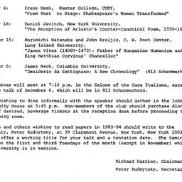 Schedules, The Renaissance,...