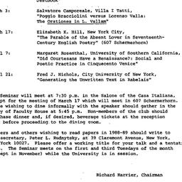 Schedules, The Renaissance,...