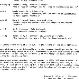Schedules, The Renaissance,...