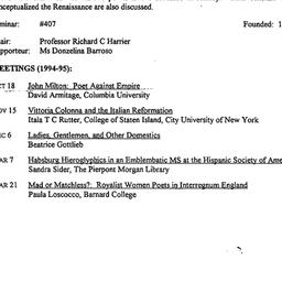 Schedules, The Renaissance,...