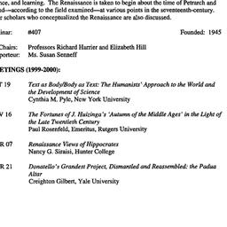 Schedules, The Renaissance,...