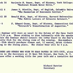 Schedules, The Renaissance,...
