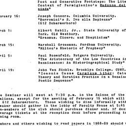 Schedules, The Renaissance,...