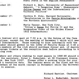 Schedules, The Renaissance,...