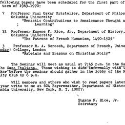 Schedules, The Renaissance,...