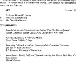 Schedules, The Renaissance,...