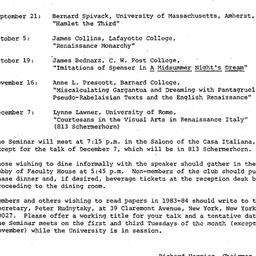 Schedules, The Renaissance,...