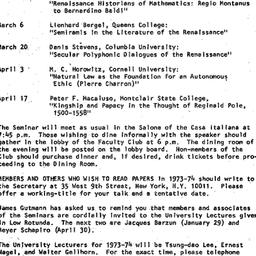 Schedules, The Renaissance,...