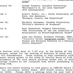 Schedules, The Renaissance,...