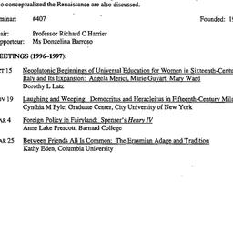 Schedules, The Renaissance,...