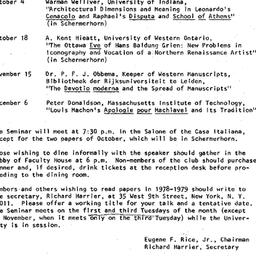 Schedules, The Renaissance,...