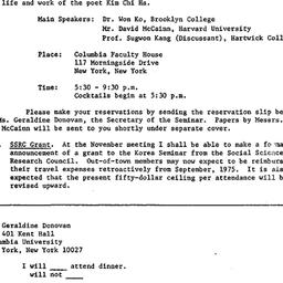 Announcements, 1975-11-10. ...