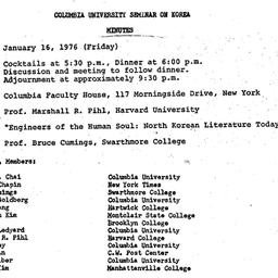 Minutes, 1976-01-16. Korea,...