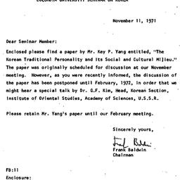 Announcements, 1971-11-11. ...