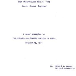 Speaker's paper, 1971-1...